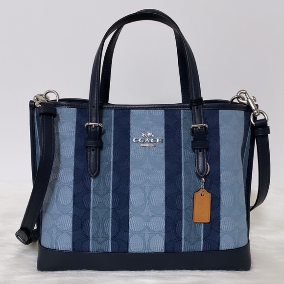 New💃Coach Mollie Tote 25 In Signature Jacquard With Stripes - Picture 5 of 12